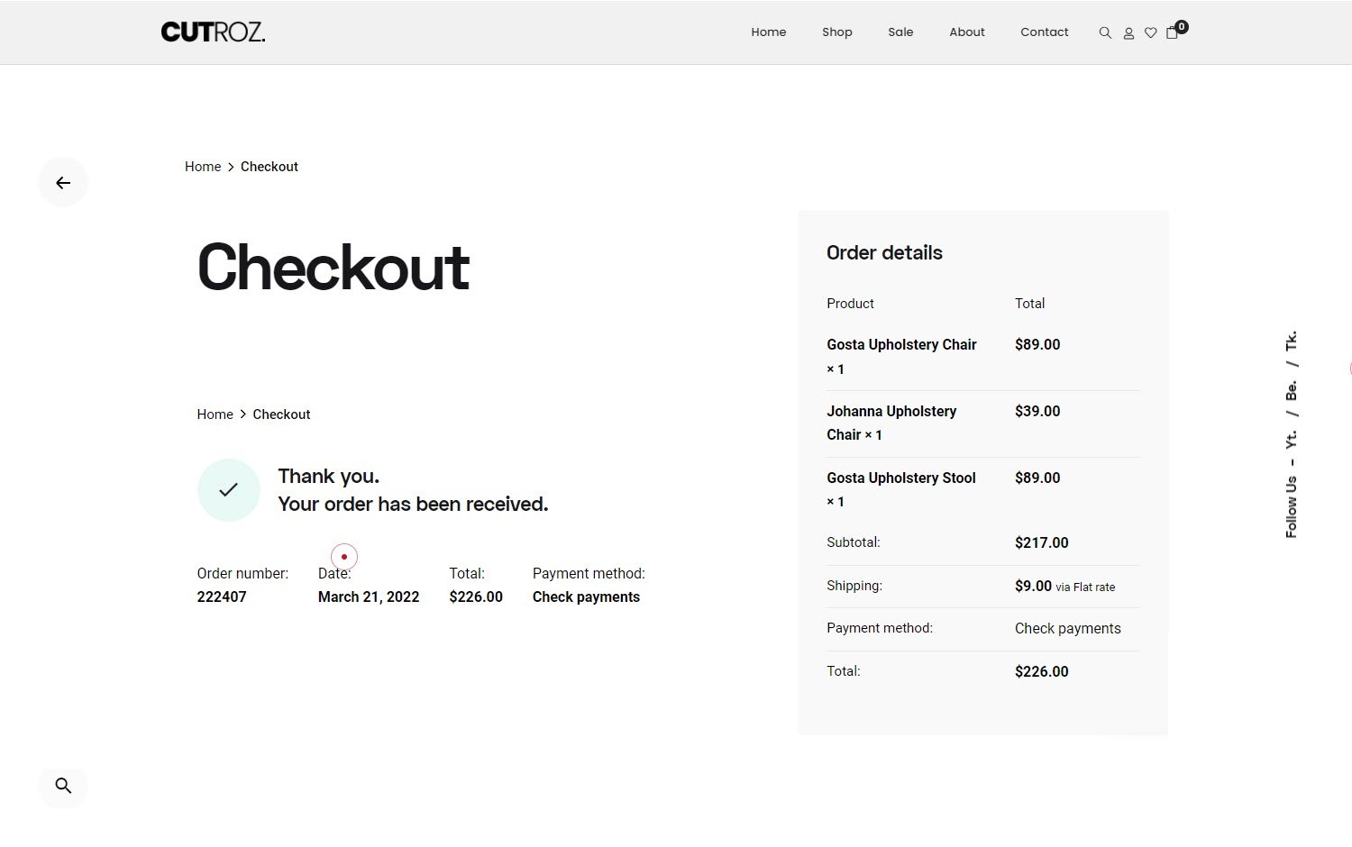 ecommerce website checkout page عربة المتجر الإلكتروني